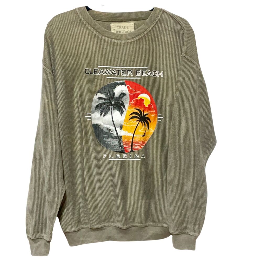 Oversized Retro Florida Clearwater Beach Ribbed Sweatshirt